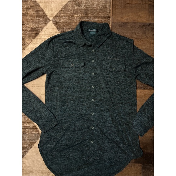 Cowgirl Tuff Company Tops - Cowgirl Tuff Company Green Black  Button-Up Long Sleeve Stretch Shirt Western Lg